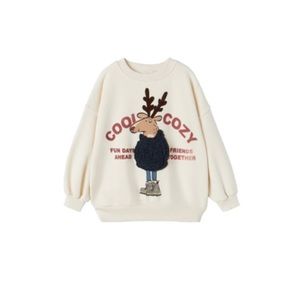 Ruffly reindeer patch sweatshirt - Zara